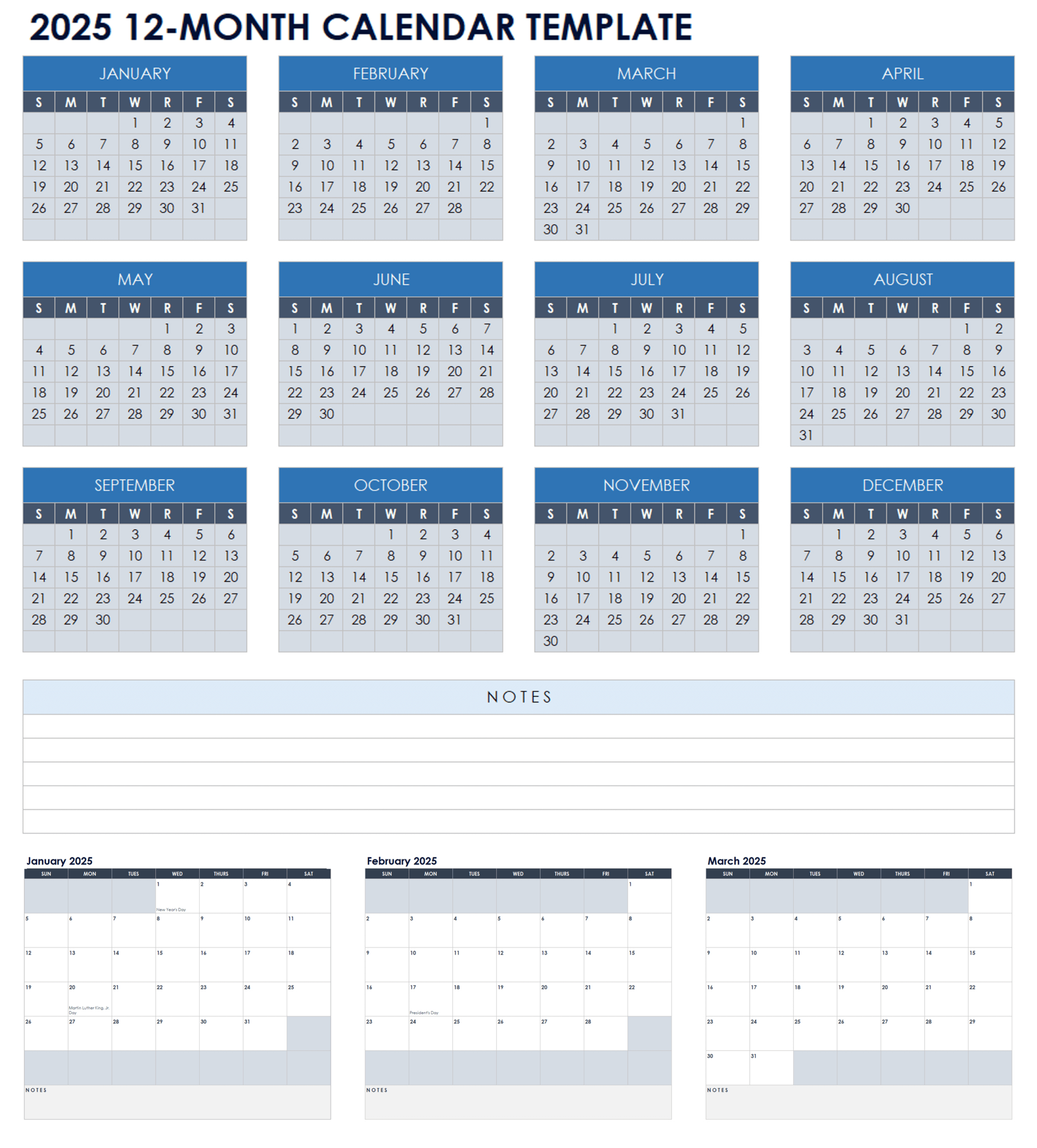 15 Free 2025 Monthly Calendar Templates | Smartsheet in Free Printable Monthly Calendar Template 2025