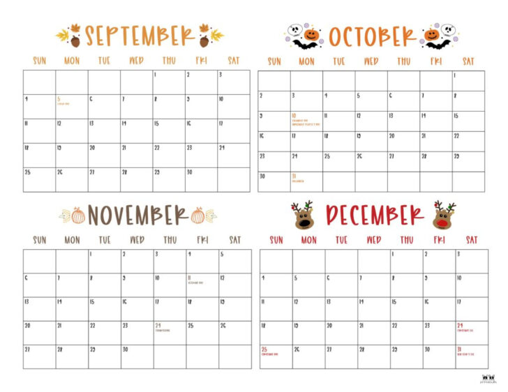 2025 Printable Calendar 4 Months Per Page