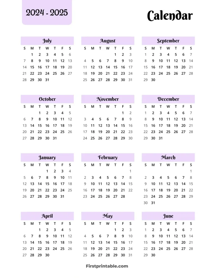 2024 2025 Calendar Printable