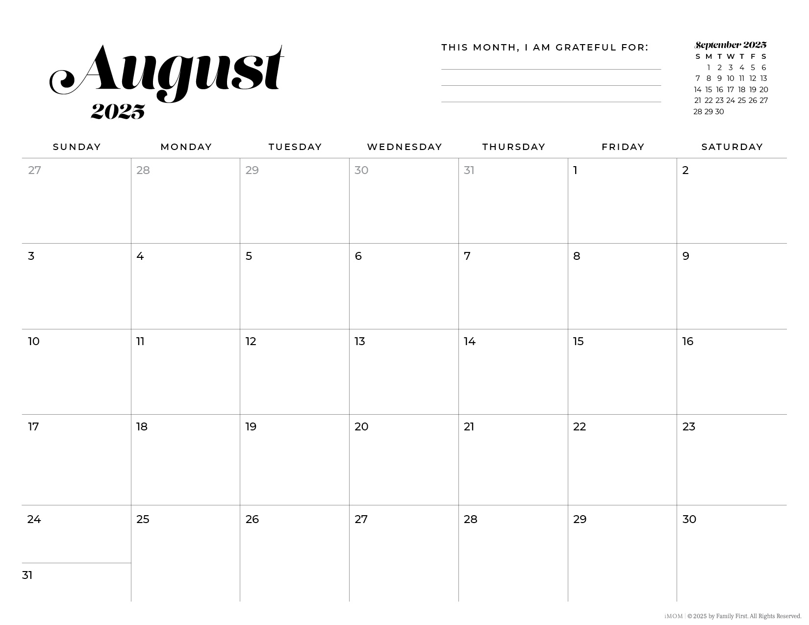 2024-2025 Simple Printable Calendar For Moms - Imom in 2025 Printable Vertical Calendar