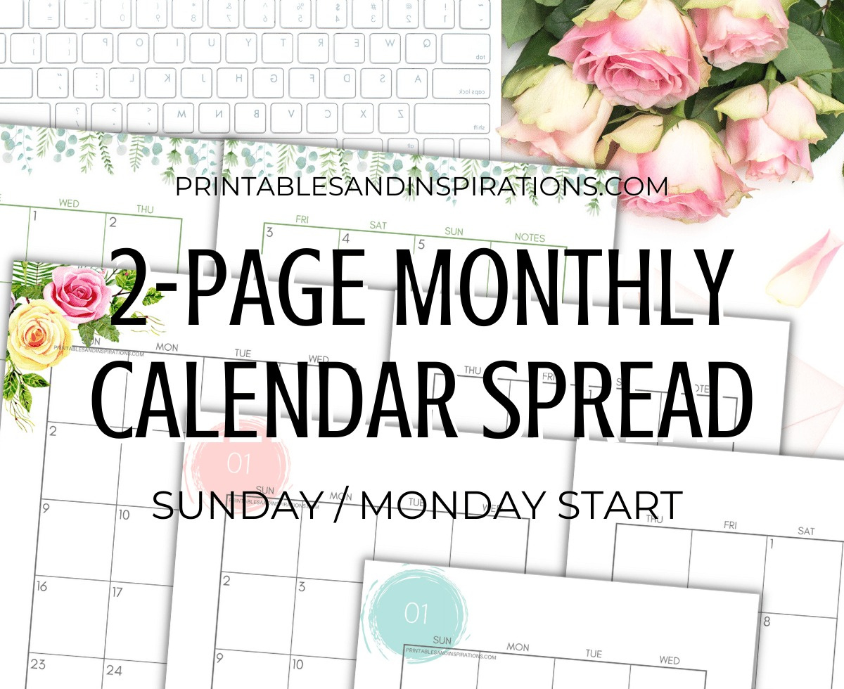 2024 2025 Two Page Calendar Monthly Spread – Free Printable inside Free Printable 2 Page Monthly Calendar 2025