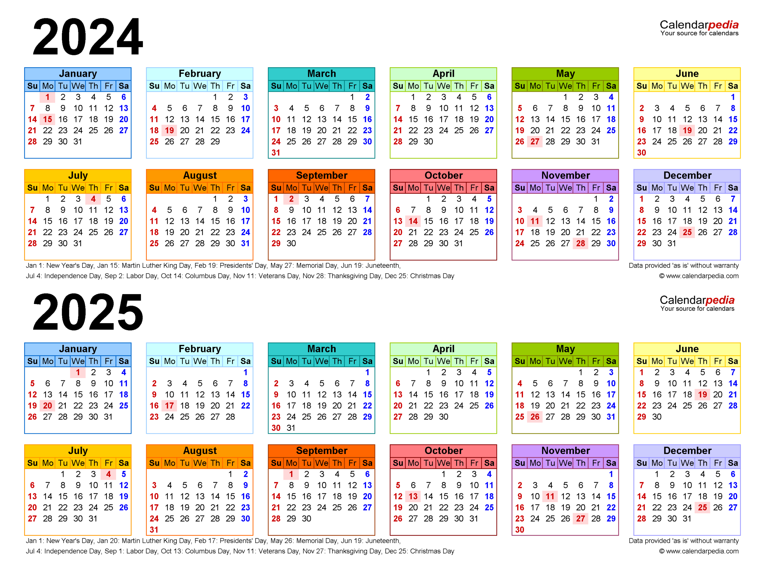 2024-2025 Two Year Calendar - Free Printable Pdf Templates for Printable 2024 And 2025 Calendar With Holidays