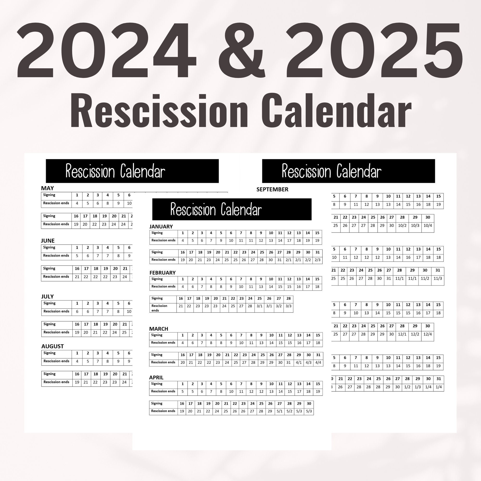 2024 Rescission Calendar Rescission Calendar 2024 Loan Signing regarding 2025 Rescission Calendar Printable