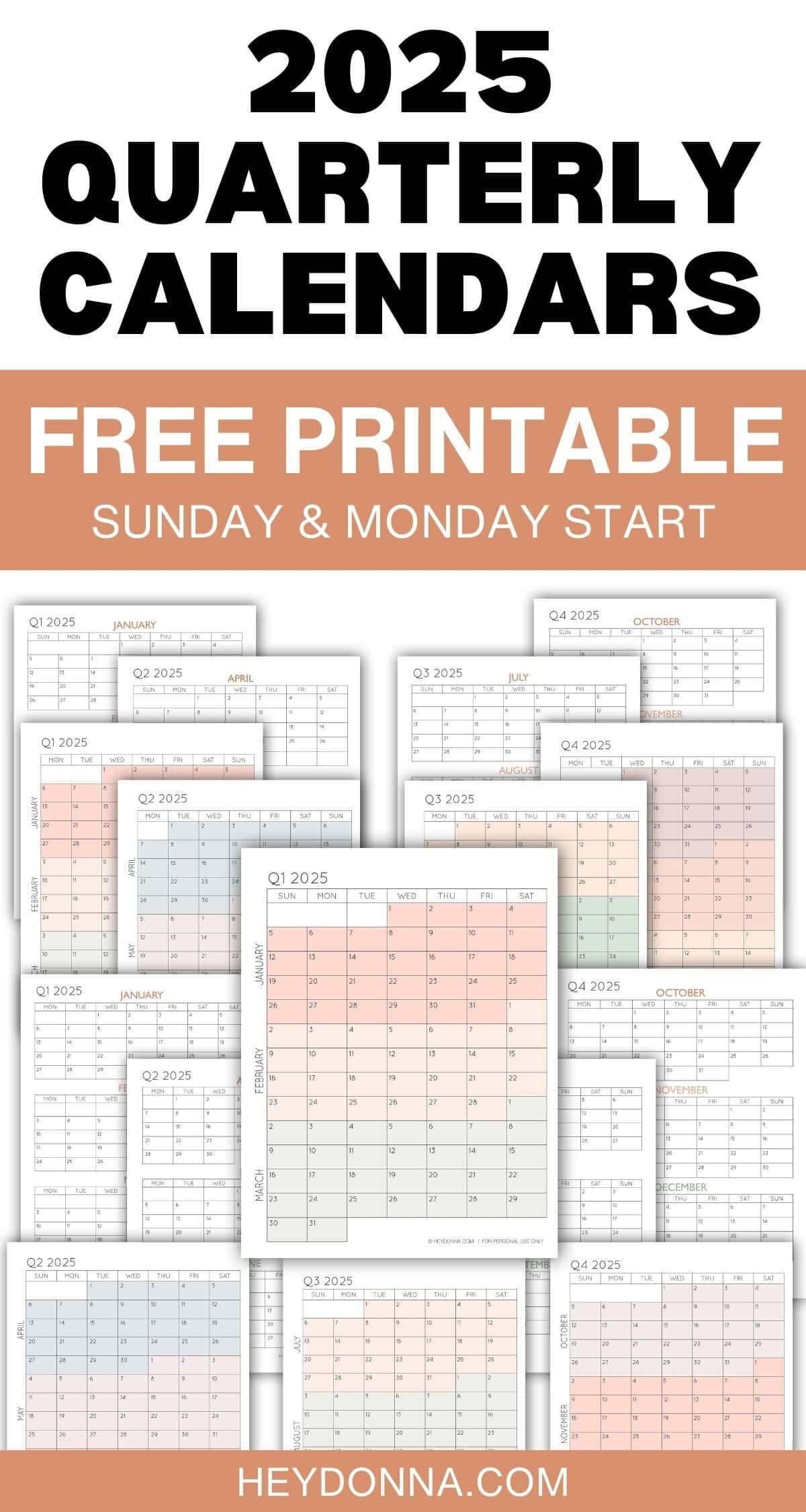 2025 3-Month Quarterly Calendar Printables - Free - Hey, Donna! with 3 Month Calendar 2025 Printable Free