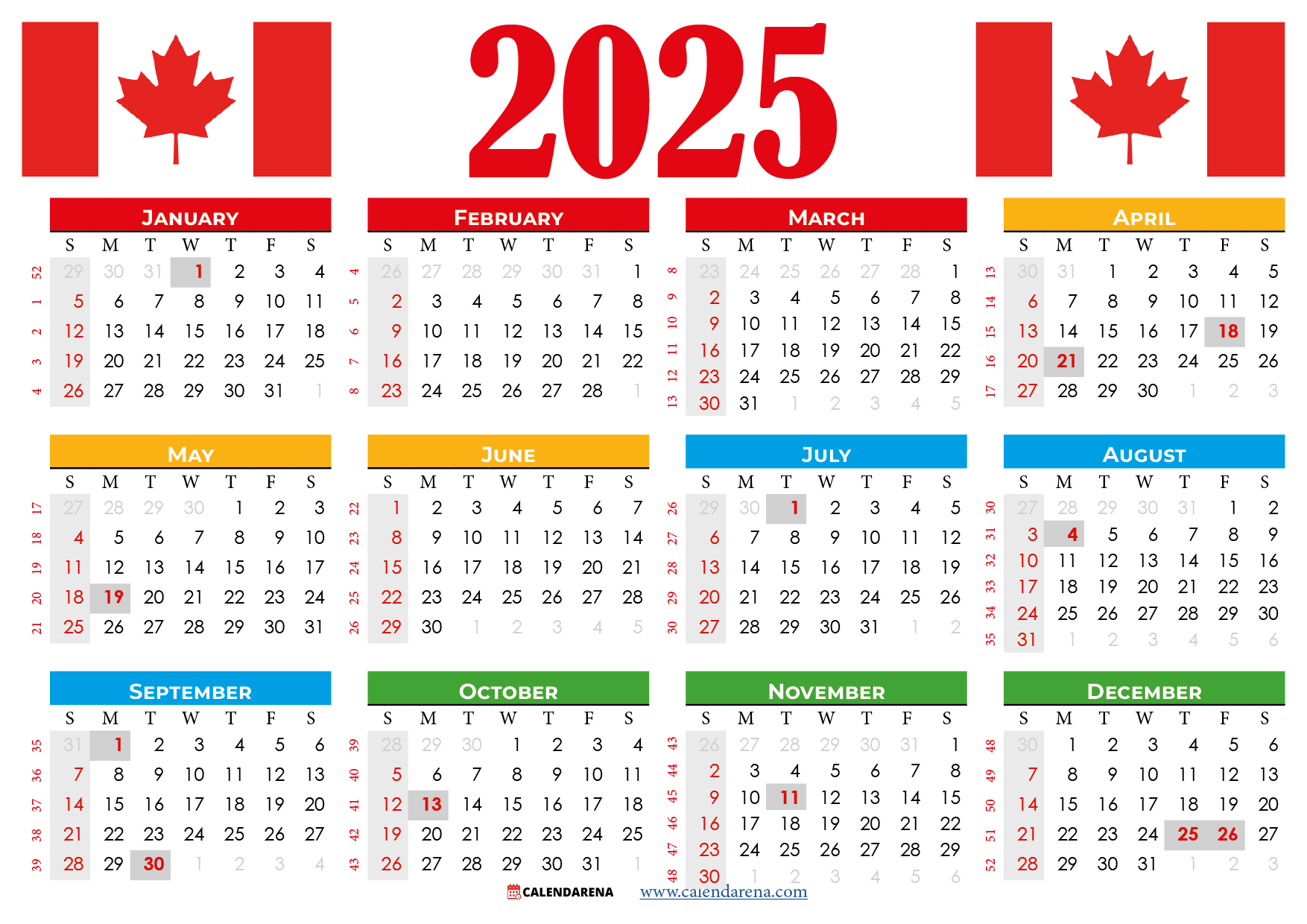 2025 Calendar Canada Printable Free regarding Free Printable Calendar 2025 Canada
