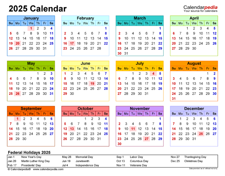 Mini Calendar 2025 Printable