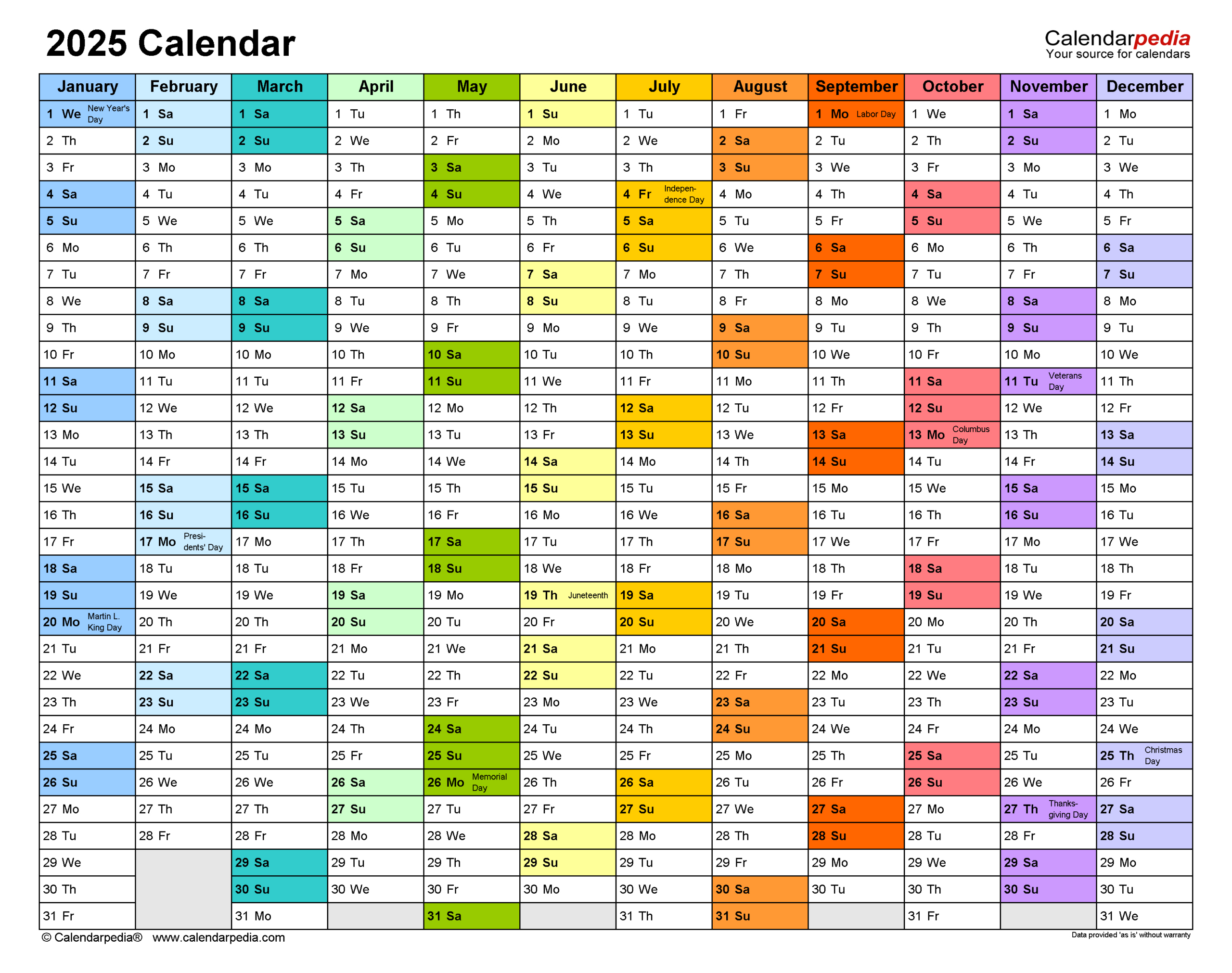 2025 Calendar - Free Printable Pdf Templates - Calendarpedia in 2025 Daily Calendar Printable