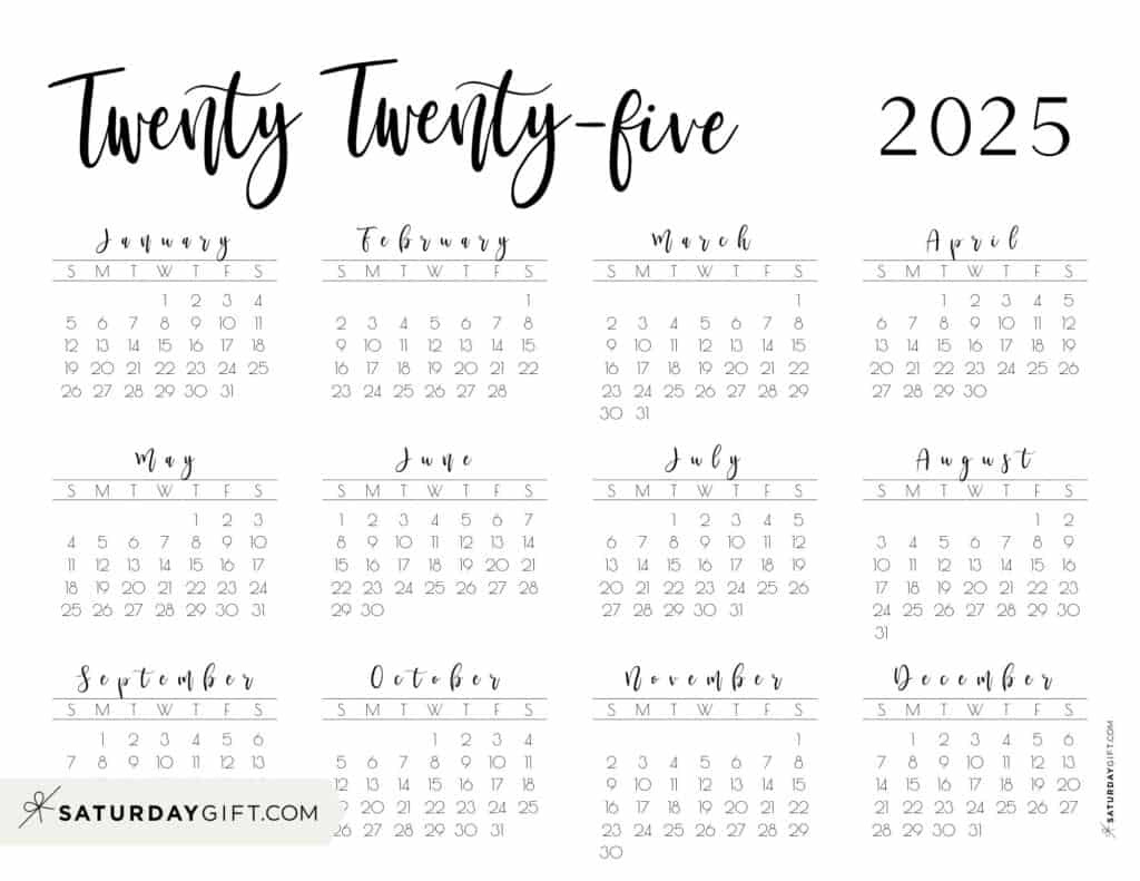 2025 Calendar Printable - 18 Cute &amp;amp; Free 2025 Yearly Calendar for 2025 Printable Calendar Landscape