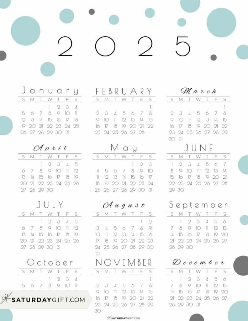 2025 Calendar Printable - 18 Cute &amp;amp; Free 2025 Yearly Calendar in 2025 Calendar Printable Cute