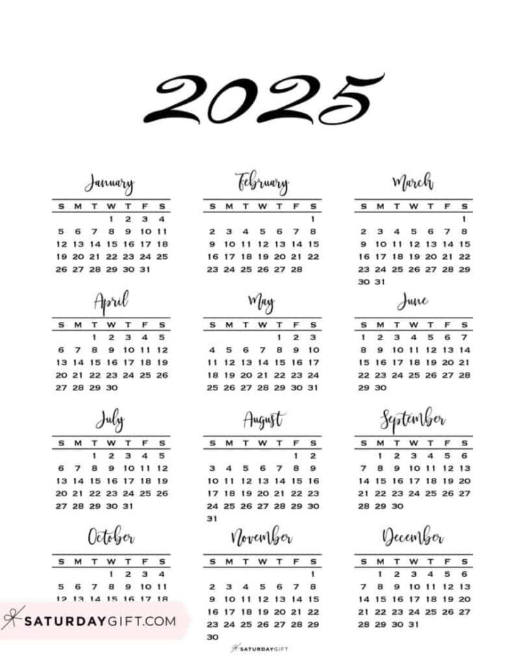 2025 Printable Yearly Calendar One Page