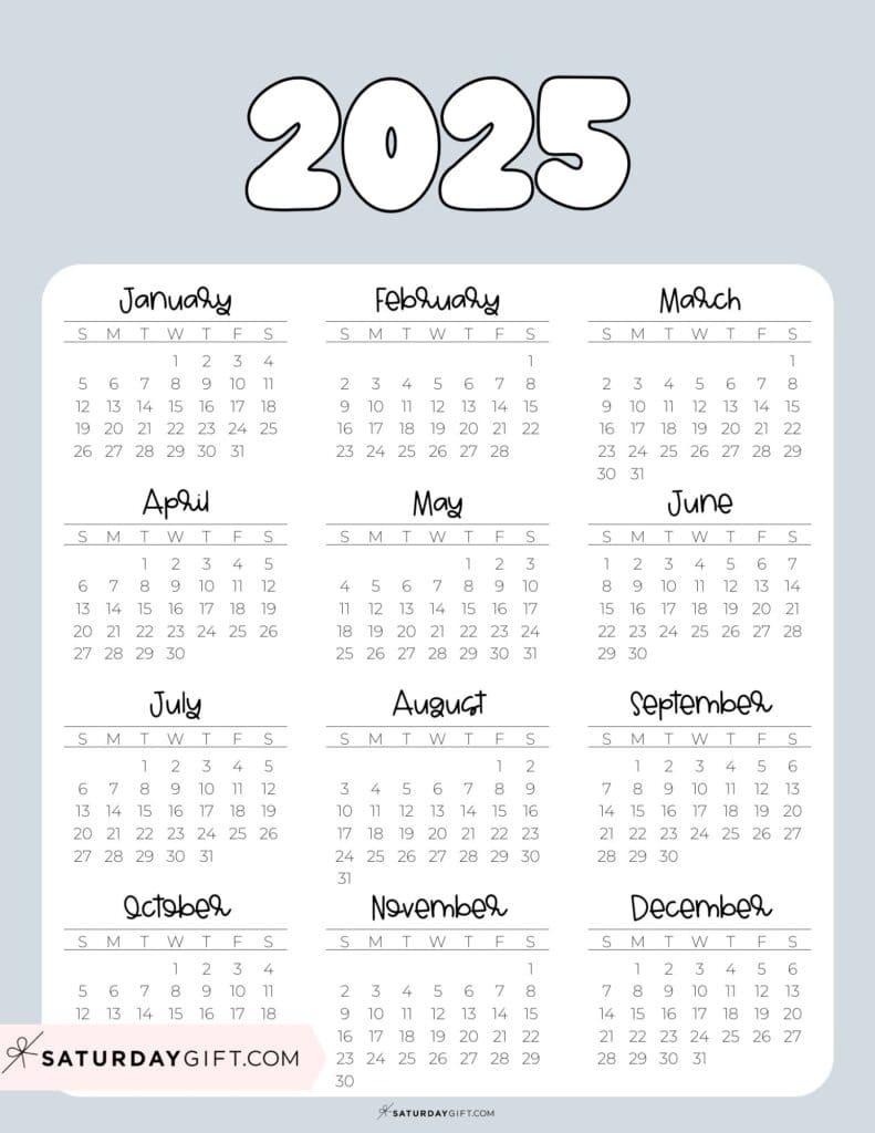 2025 Calendar Printable - 18 Cute &amp;amp; Free 2025 Yearly Calendar in Aesthetic Calendar 2025 Printable