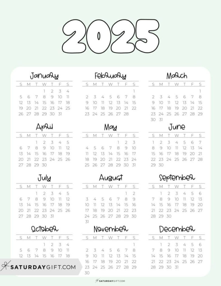 Printable Calendar 2025 Cute