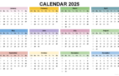 2025 Calendar Printable, ✓ Pdf, Excel And Image File – Free intended for 12 Months Calendar 2025 Printable