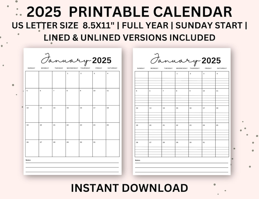 2025 Calendar Printable Portrait Monthly Calendar With Lines with regard to Printable Monthly Calendar 2025 with Lines