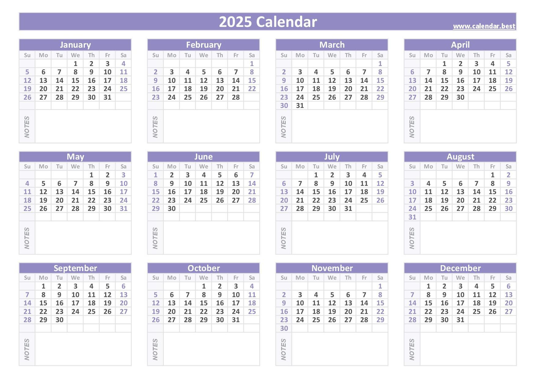 2025 Calendar With Week Numbers throughout 2025 Printable Calendar Landscape