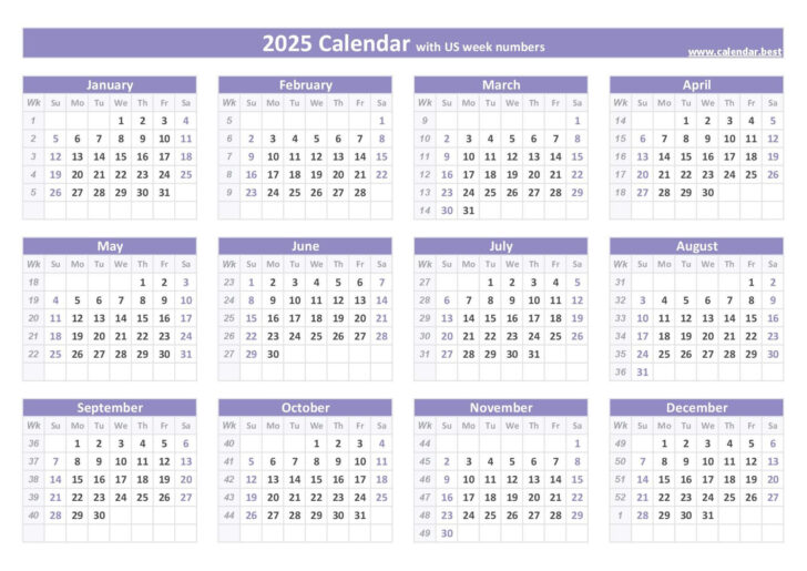 2025 Printable Calendar by Week