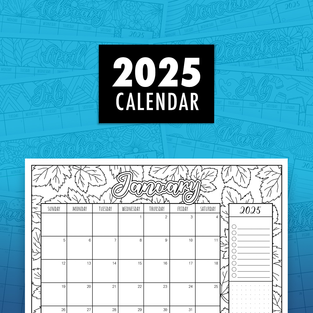 2025 Colouring Calendar regarding Printable Color Calendar 2025