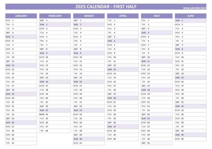 6 Month Calendar 2025 Printable