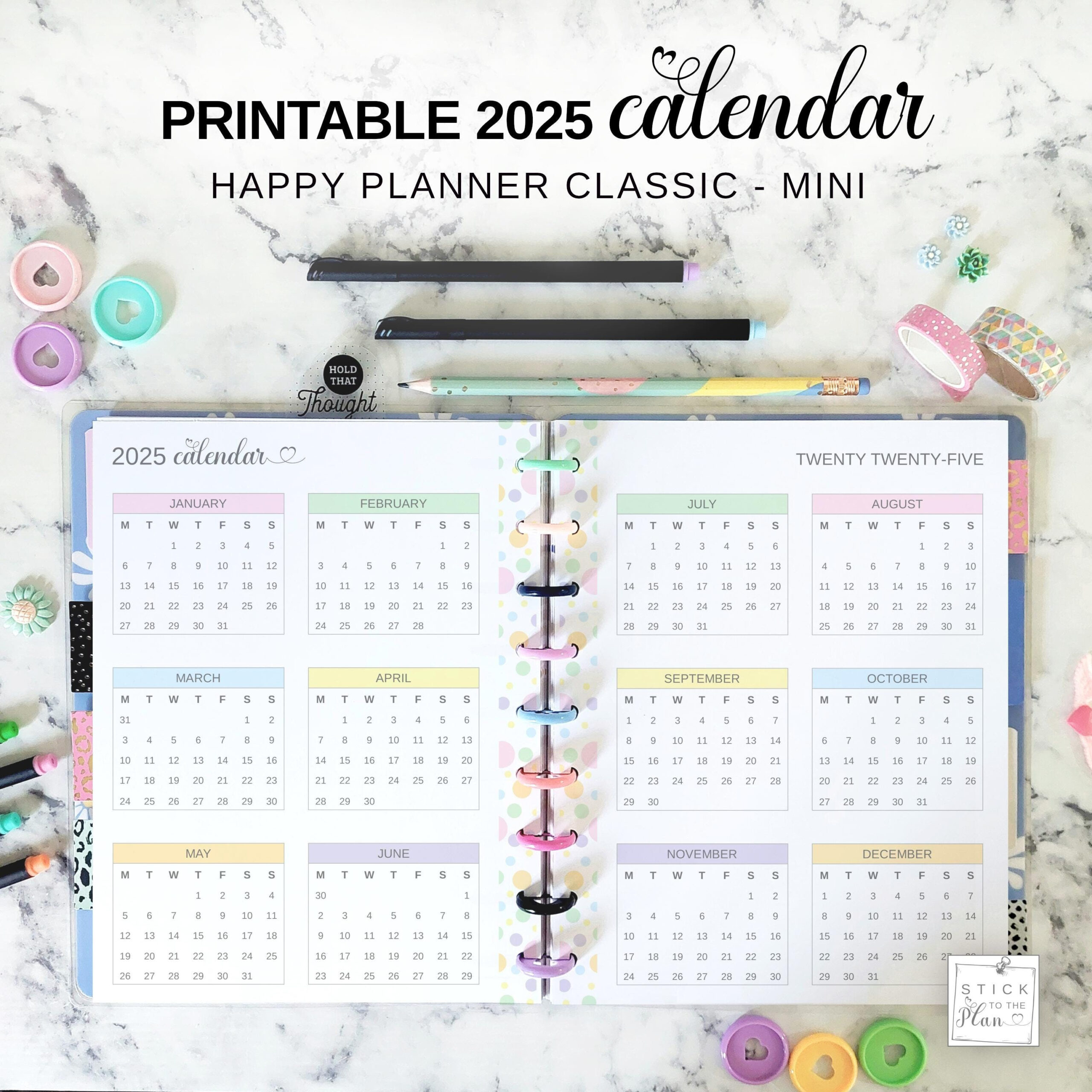 2025 Happy Planner Classic Printable Yearly Calendar, Mini Hp Year throughout Printable Calendar 2025 Hp