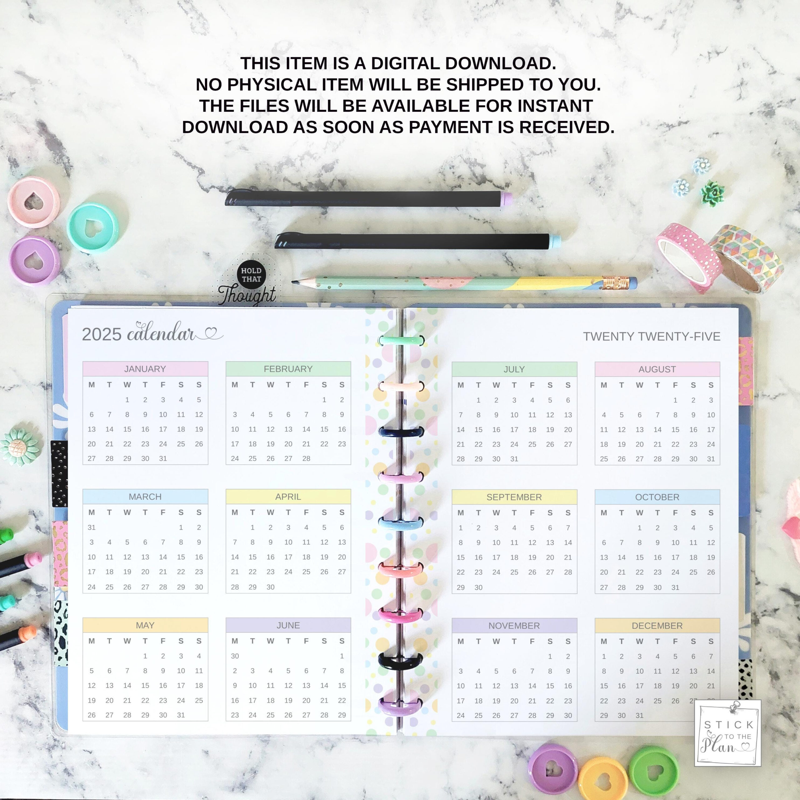 2025 Happy Planner Classic Printable Yearly Calendar, Mini Hp Year within Hp Printable Calendar 2025