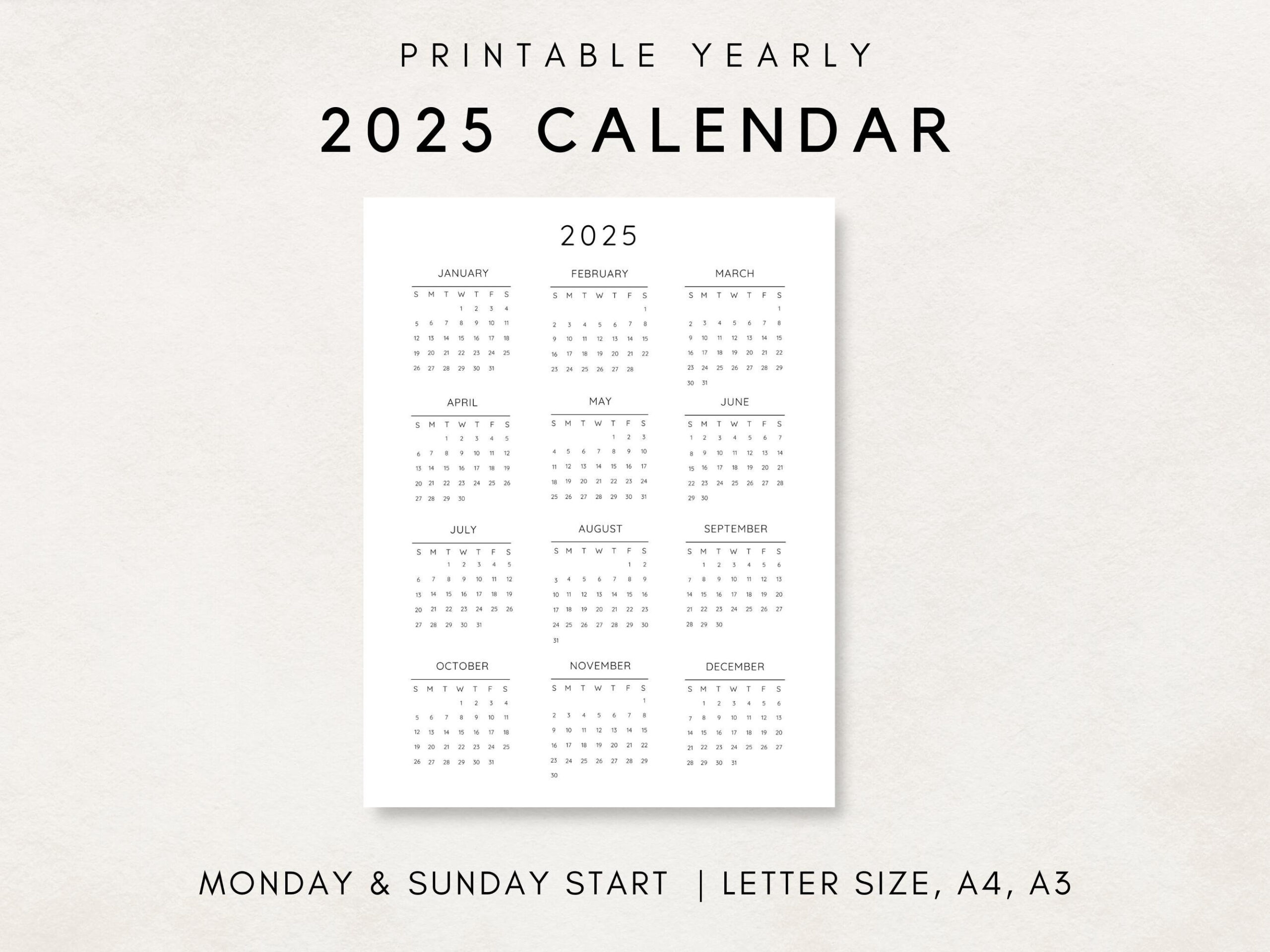 2025 Jahreskalender, Druckbarer Kalender, 2025 Kalender, 2025 pertaining to Diy Calendar 2025 Printable