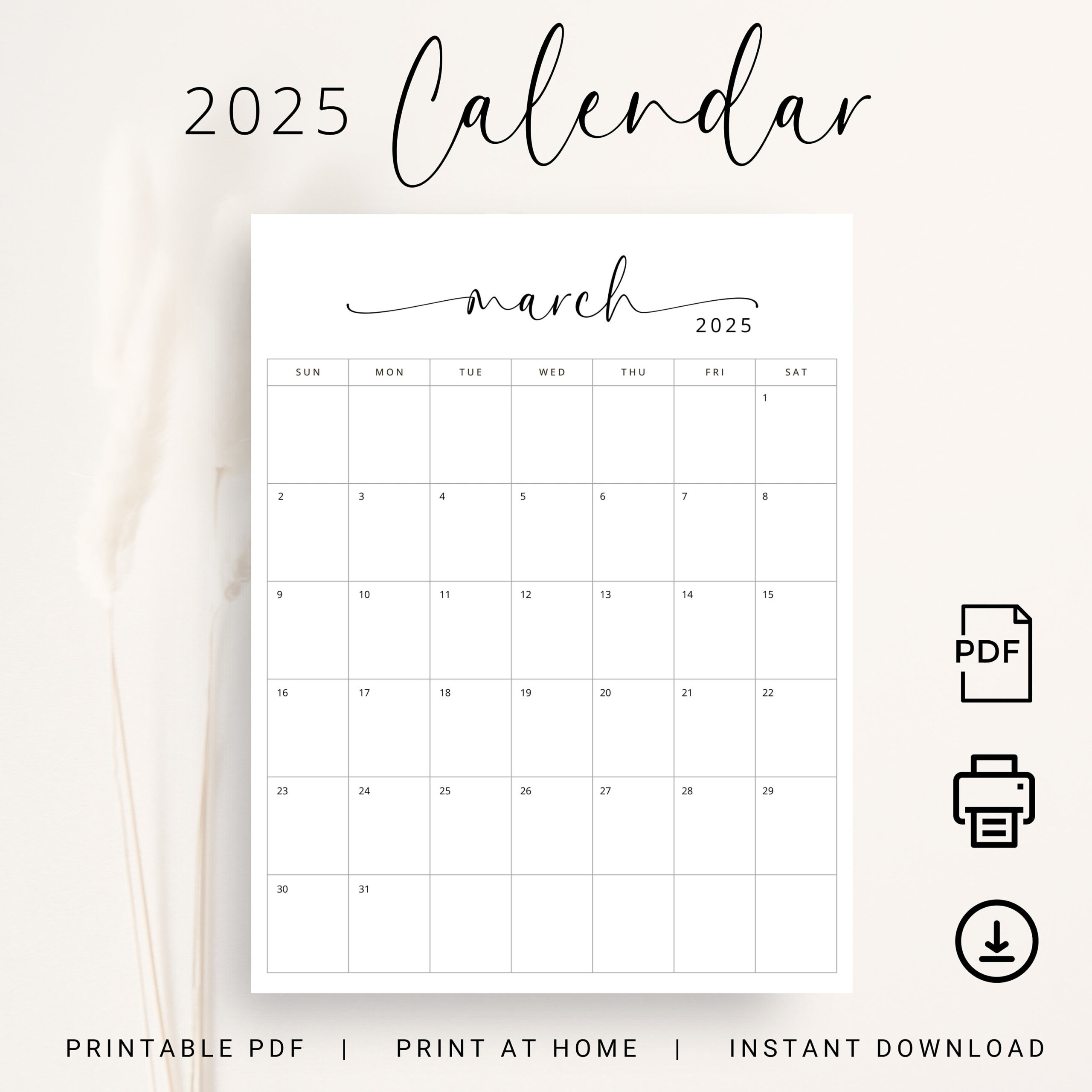 2025 Kalender 2025 Monatsplaner Vertikal Sonntag &amp;amp; Montag Start for 2025 Calendar Months Printable