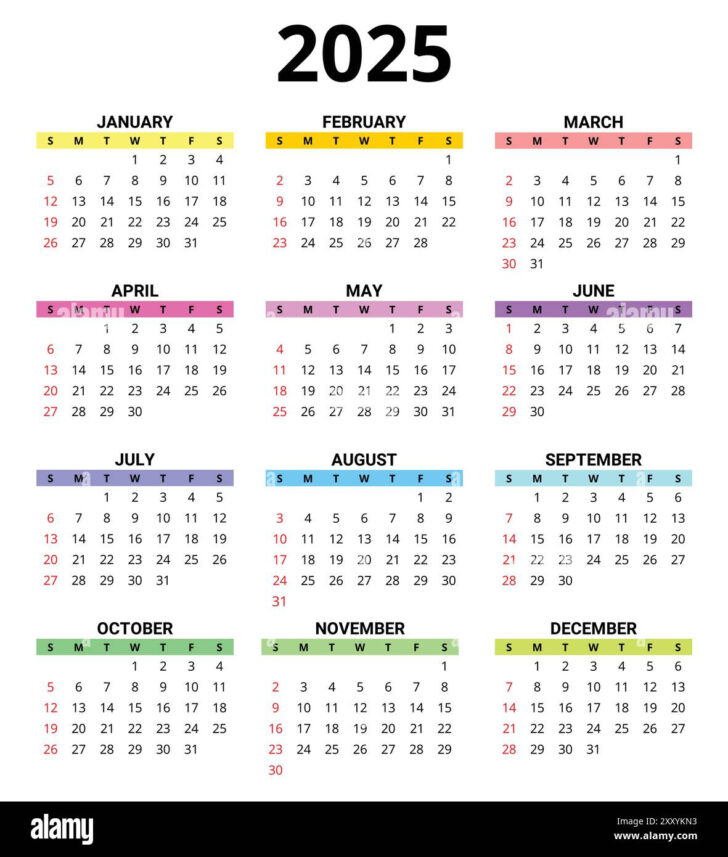 Printable Calendar 2025 Colorful