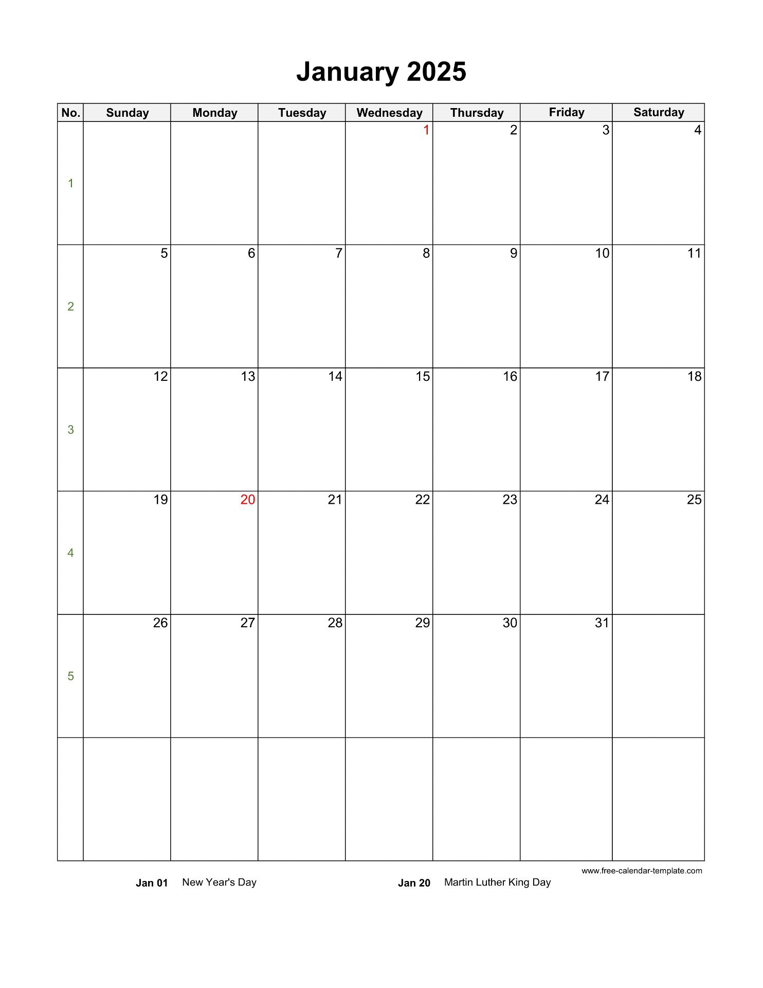 2025 Monthly Calendar (Blank Vertical Template) | Free-Calendar for Vertical Printable Calendar 2025