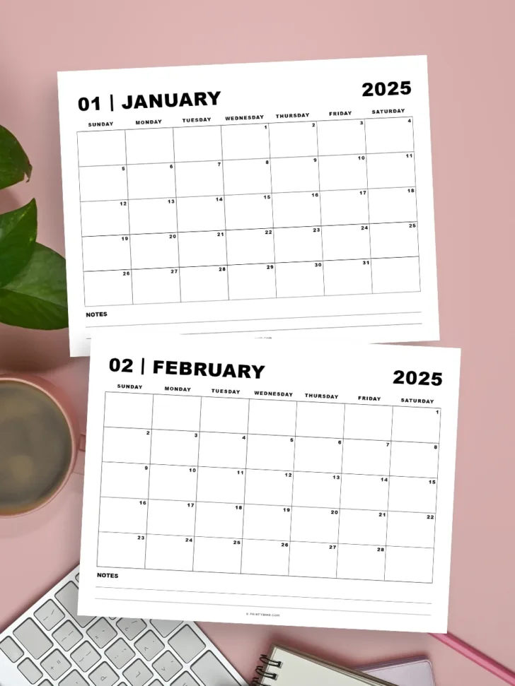 Free Printable 2025 Calendar with Notes Section