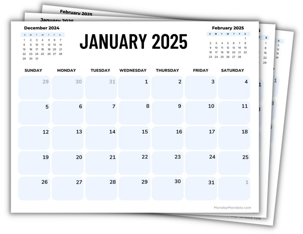 2025 Printable Calendars (56 Free Pdf Printables) for 2025 Monthly Calendar Printable Free