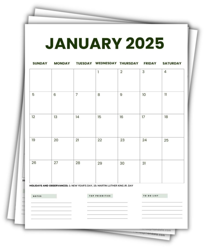 2025 Printable Calendars (56 Free Pdf Printables) for 2025 Printable Calendar Vertical