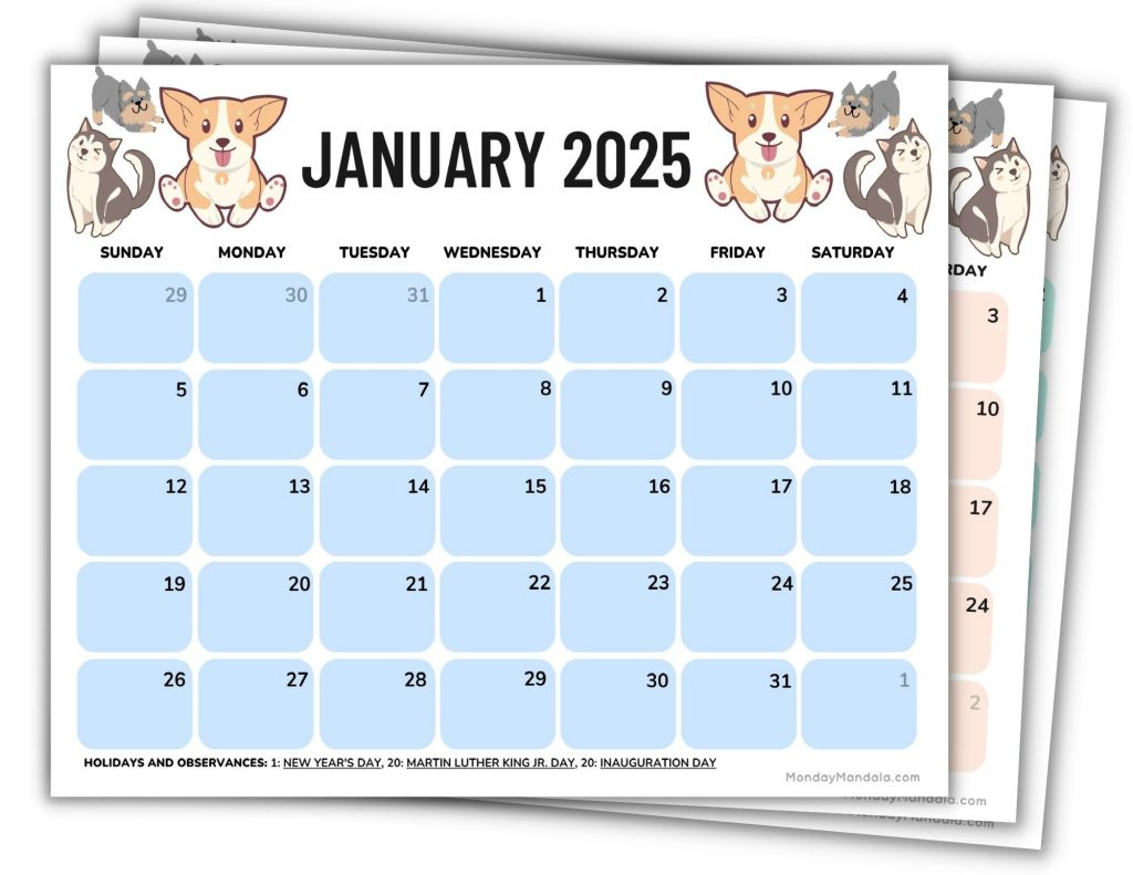 2025 Printable Calendars (56 Free Pdf Printables) with Printable Dog Calendar 2025