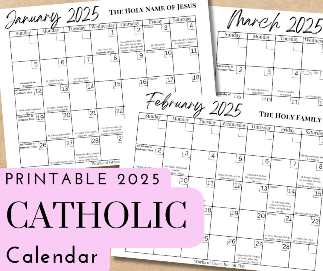 2025 Printable Catholic Monthly Calendar Liturgical Calendar With for Catholic Calendar 2025 Printable