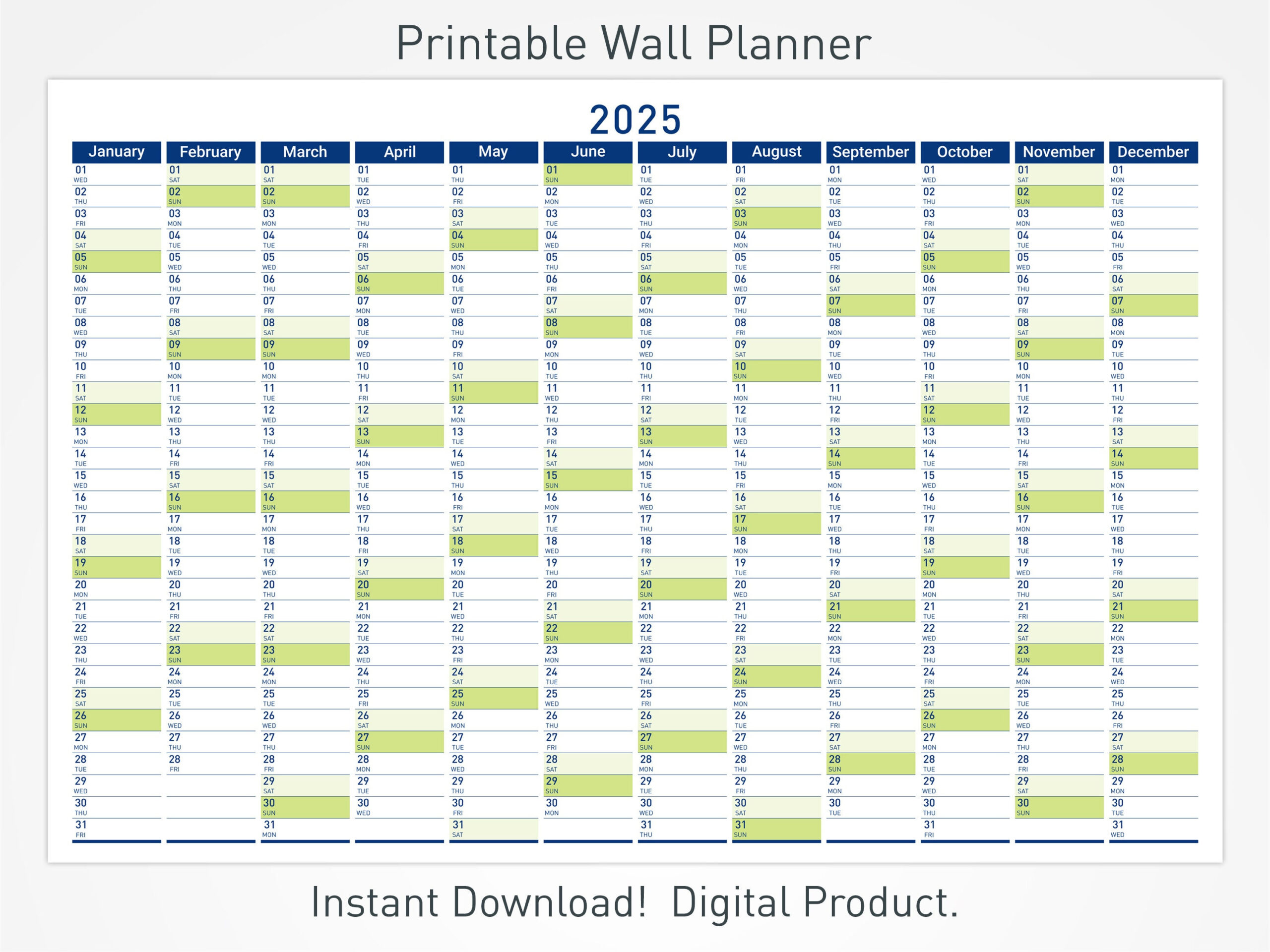 2025 Printable Wall Planner With Minimalist Design, Large Wall pertaining to Printable Wall Calendar 2025