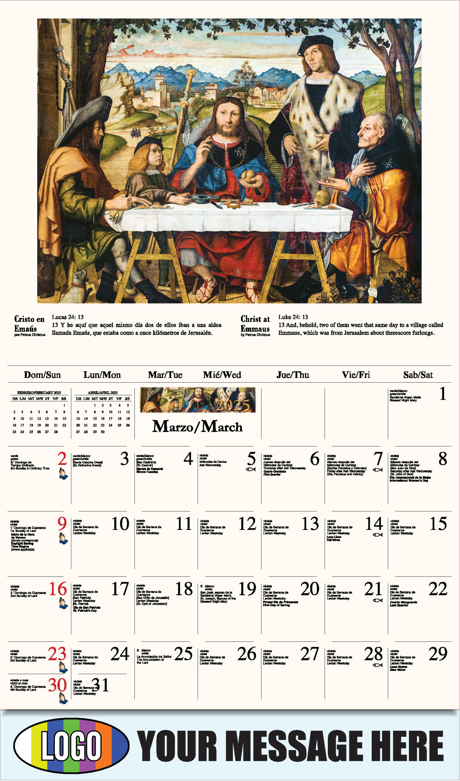 2025 Promotional Calendar | Catholic Art Bilingual | Low As 65¢ throughout Lenten Calendar 2025 Printable