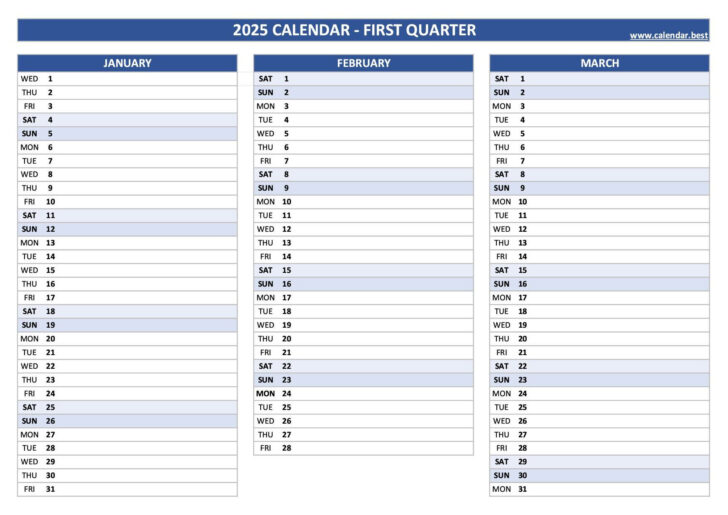 Printable 2025 Quarterly Calendar