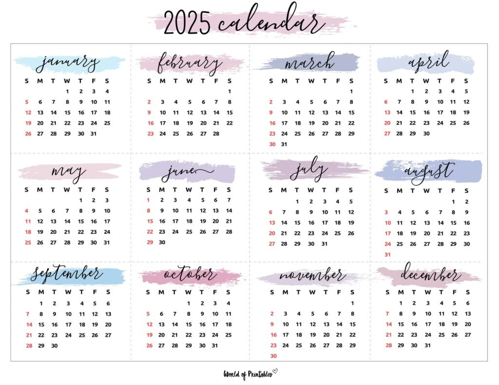 2025 Year Calendars - 70 Best Printables - World Of Printables with regard to Basic 2025 Calendar Printable