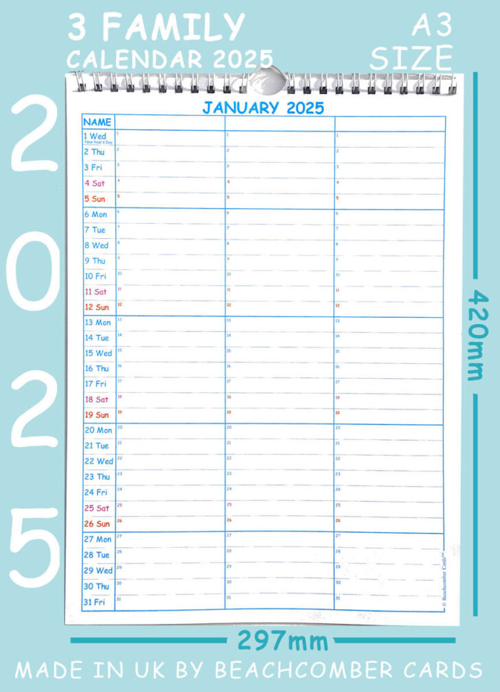 Printable Family Calendar 2025