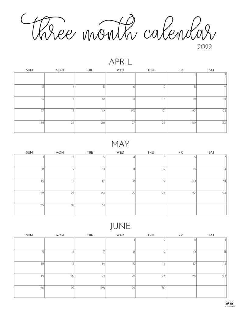 3 Month/Quarterly Calendars - 84 Free Printables | Printabulls with Printable Calendar 2025 3 Months Per Page