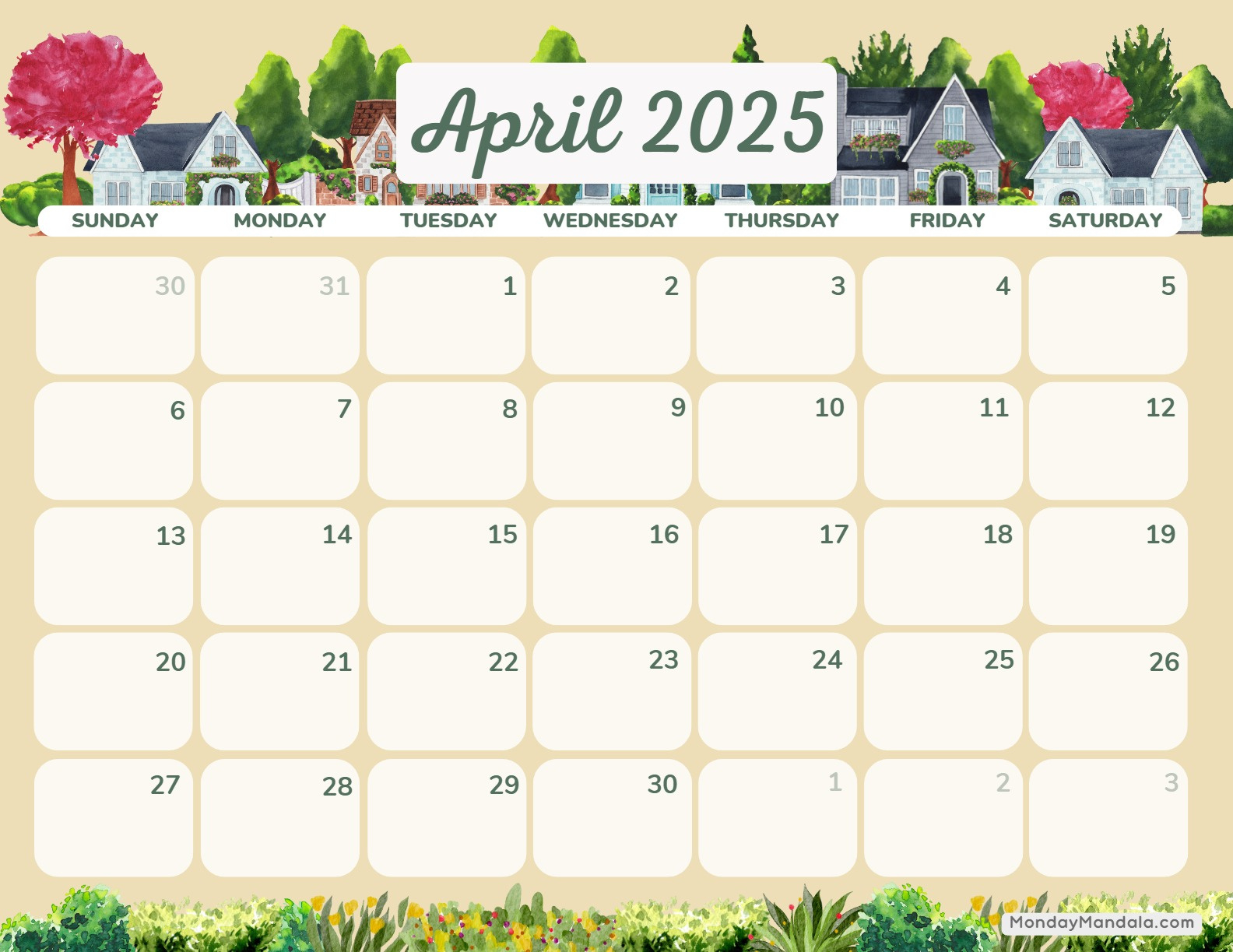 April 2025 Calendar (52 Free Pdf Printables) inside Printable April Calendar 2025 Free