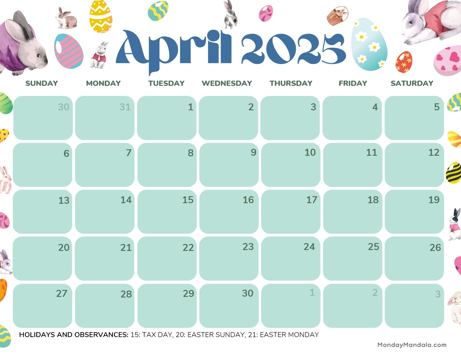 April 2025 Calendar (52 Free Pdf Printables) intended for Free April 2025 Printable Calendar