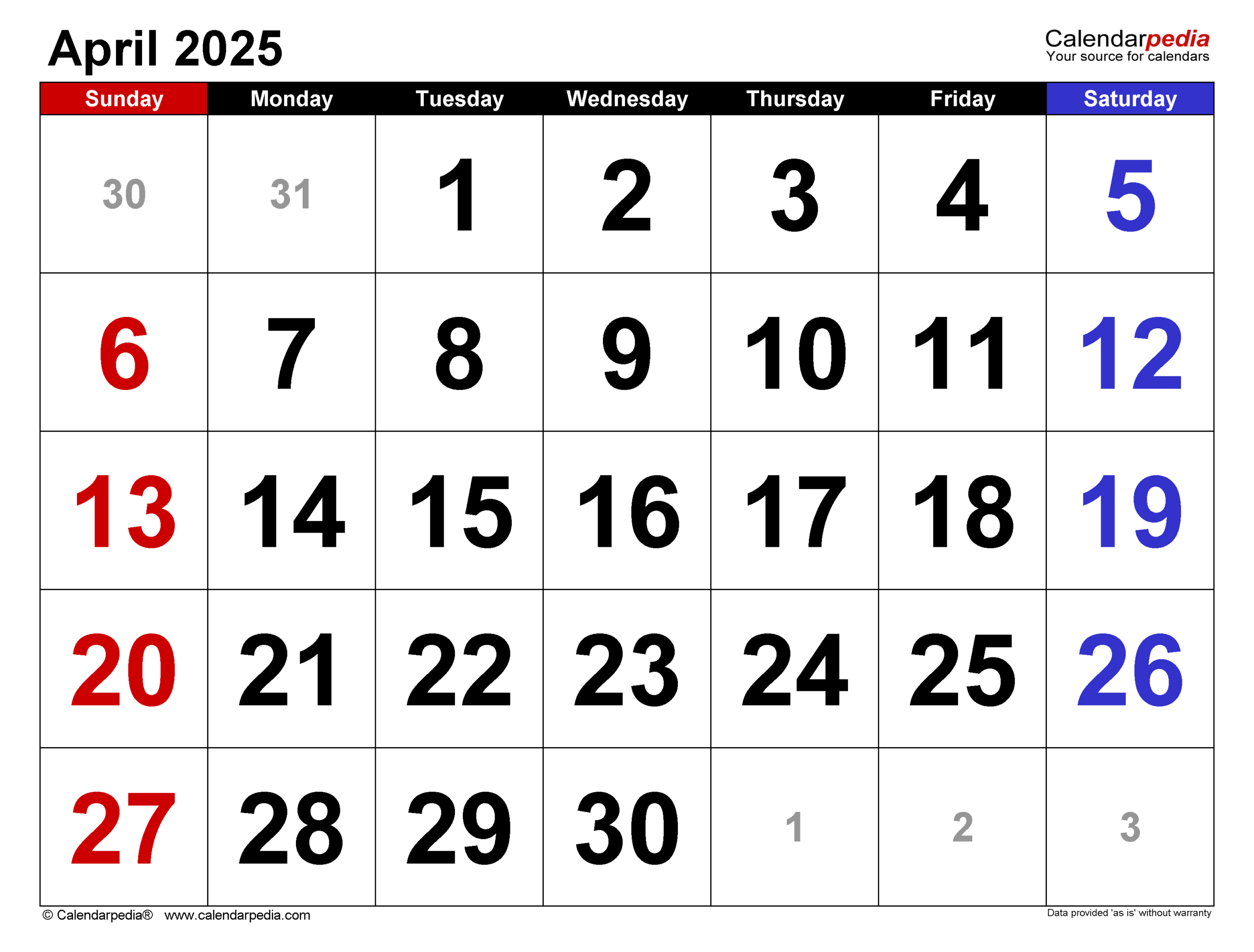 April 2025 Calendar | Templates For Word, Excel And Pdf intended for Printable April Calendar 2025 Free