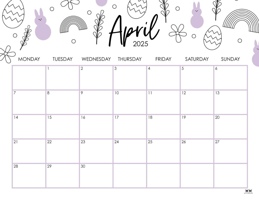 April 2025 Calendars - 107 Free Printables | Printabulls for Free Printable Calendar April 2025