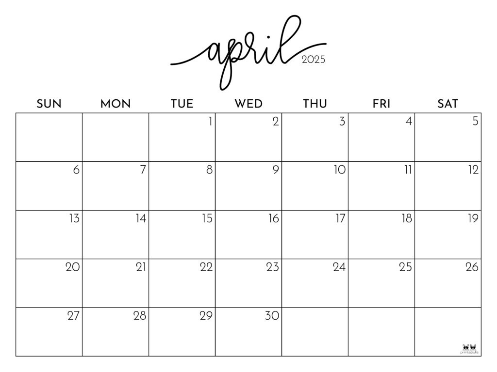 April 2025 Calendars - 107 Free Printables | Printabulls in Printable Calendar 2025 April May June