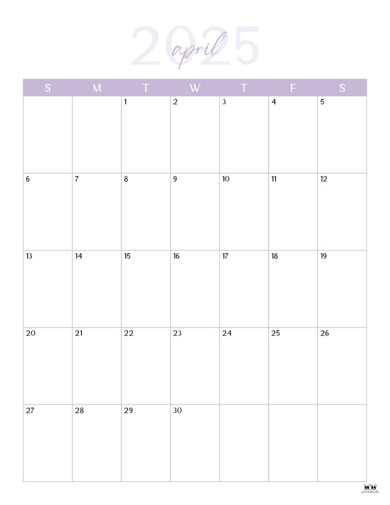 April 2025 Calendars - 107 Free Printables | Printabulls pertaining to April Calendar Printable 2025