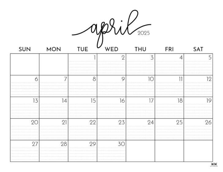 Printable April 2025 Calendar with Holidays