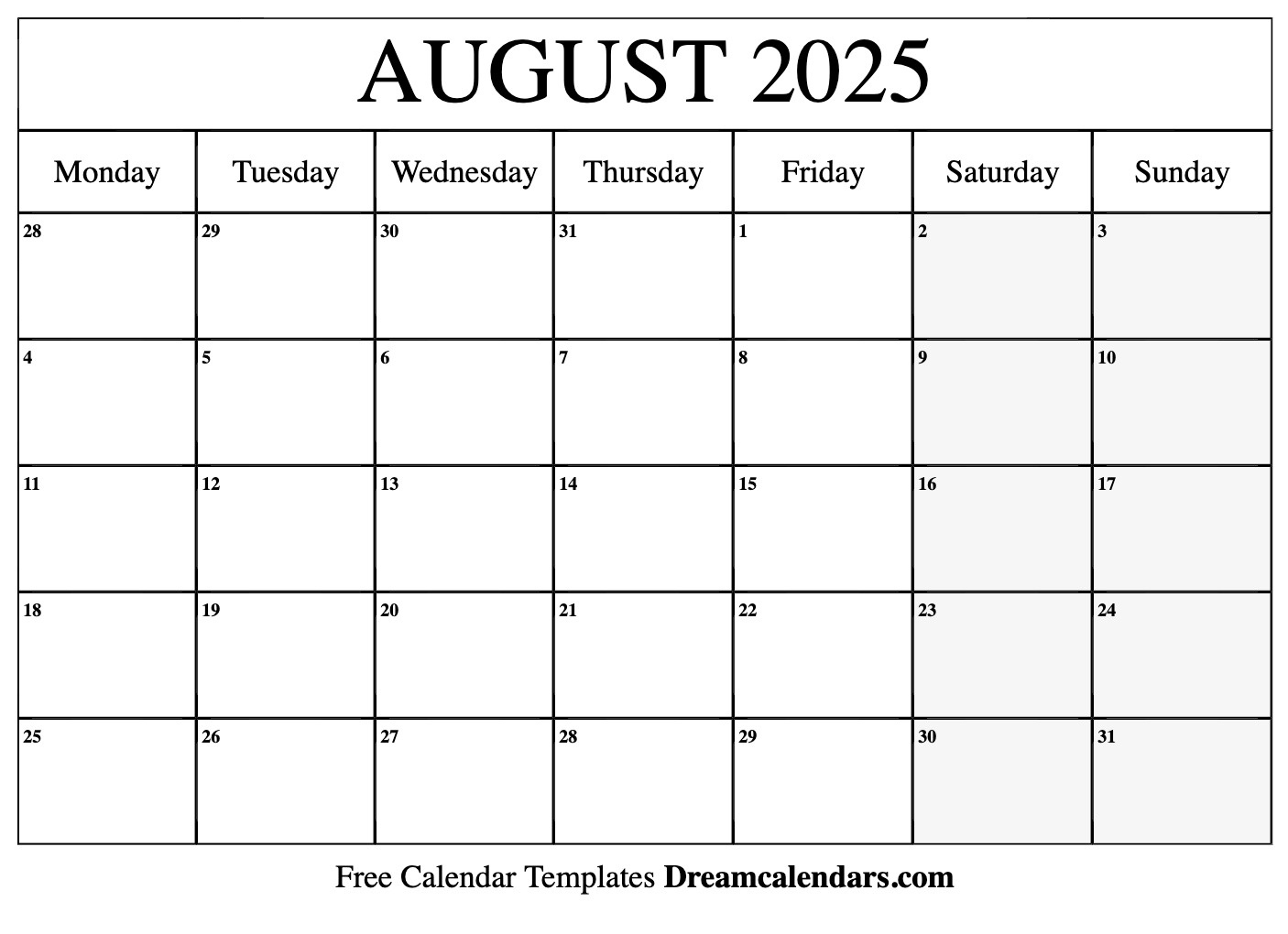 August 2025 Calendar - Free Printable With Holidays And Observances for Blank August 2025 Calendar Printable