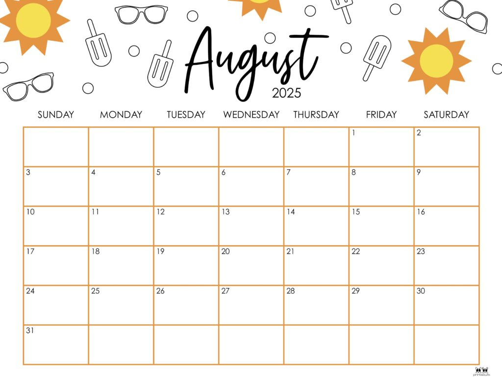 August 2025 Calendars - 107 Free Printables | Printabulls for Printable Calendar For August 2025