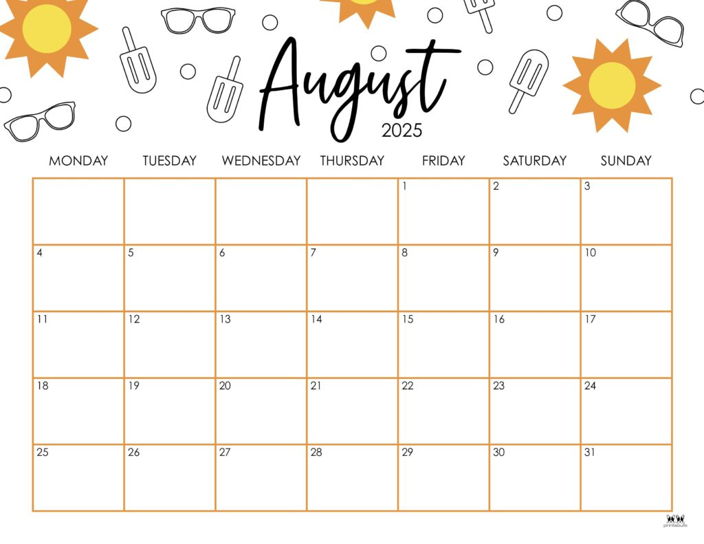 August 2025 Calendars - 107 Free Printables | Printabulls regarding August Calendar 2025 Printable