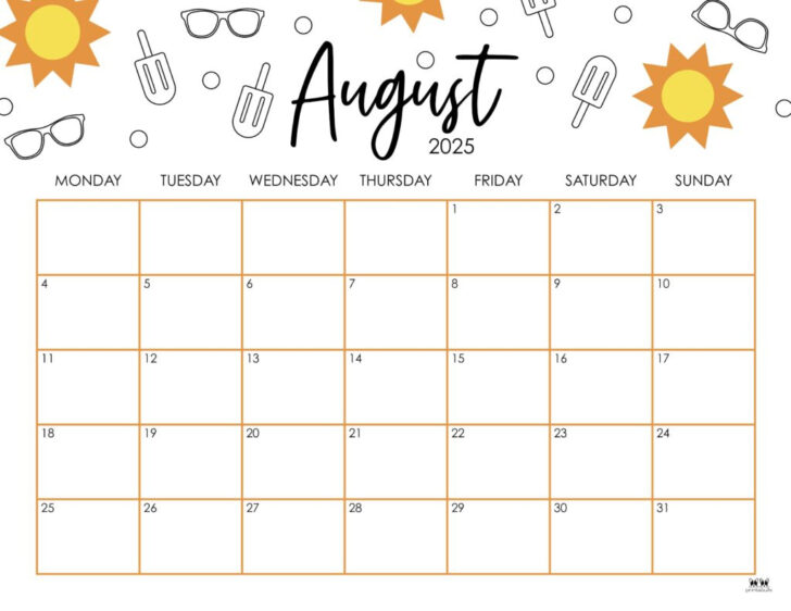 August Free Printable Calendar 2025